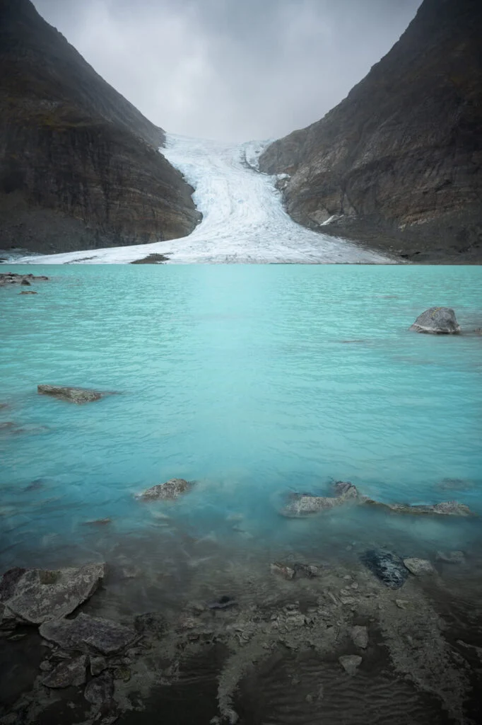 Glacial lake near Loen, Norway